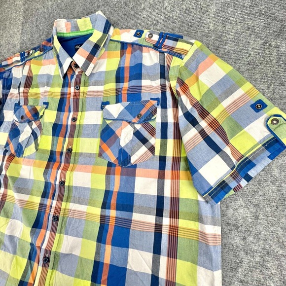Knockout Jeans Button Up Shirt Mens 3XB Plaid Snap Roll Tab Sleeves & Shoulders - Picture 4 of 8